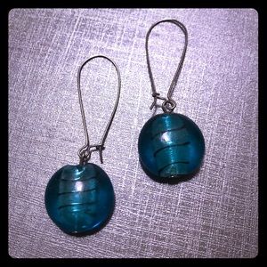 Glass bead drop earrings